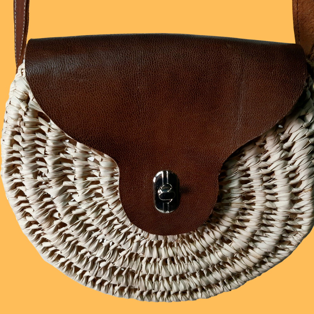 Handmade Moroccan Raffia & Leather Handbag | Purse | Minimalist Handbag